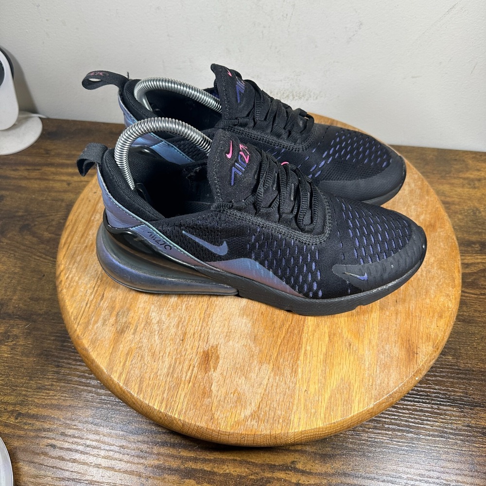Nike Air Max 270 Black Laser Fuchsia Throwback Shoe Women's Size 8 AH6789-011